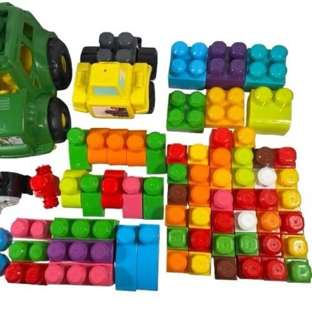 Mega Blok Lot Big Blocks Large Toddler-Friendly Building Toys Cars People Truck